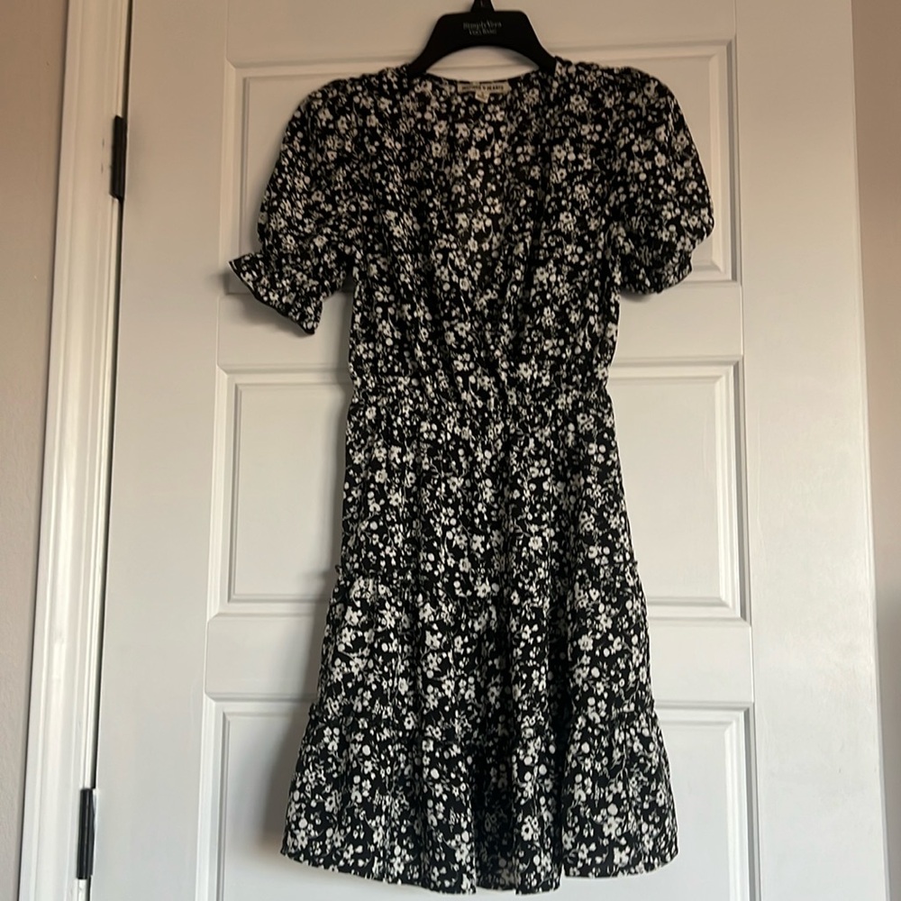 small black and white floral v-neck dress from inspired hearts
